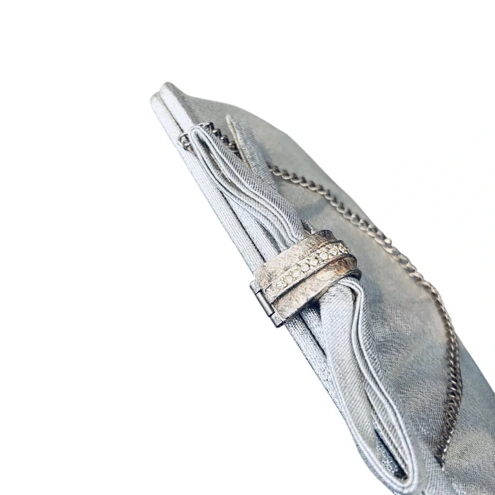 After Five Vintage Embellished Elegant Silver Metallic Clutch With Rhinestones